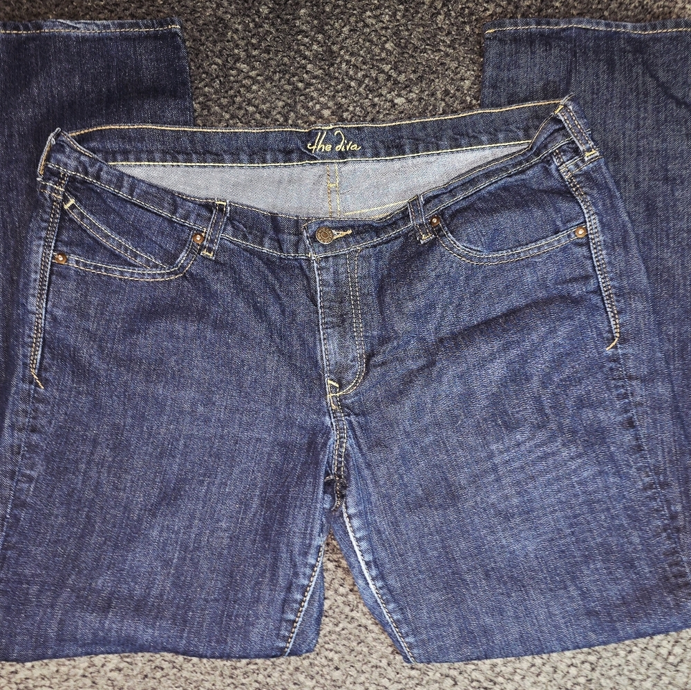 The Diva Size 16 Straight Leg Jeans Dark Wash Stretch Denim - Picture 3 of 6